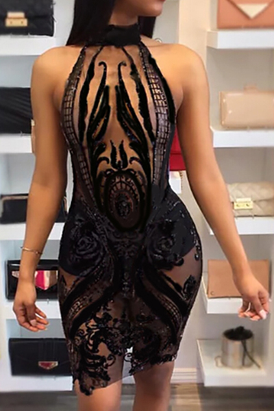 Sexy Round Neck Sequined Decorative Black Polyester Sheath Knee Length Dress(Without Lining)
Sexy Round Neck Sequined Decorative Black Polyester Sheath Knee Length Dress(Without Lining)