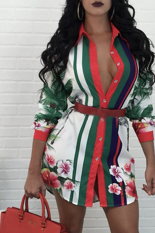 Euramerican Turndown Collar Floral Print White Polyester Mini Dress(Without Belt)
Euramerican Turndown Collar Floral Print White Polyester Mini Dress(Without Belt)