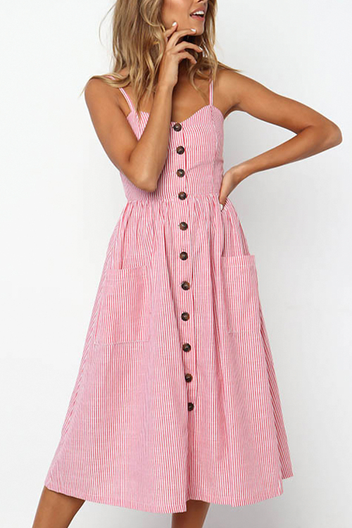 Lovely Fashion Spaghetti Strap Sleeveless Single Breasted Pink Blending Mid Calf Dress
Lovely Fashion Spaghetti Strap Sleeveless Single Breasted Pink Blending Mid Calf Dress