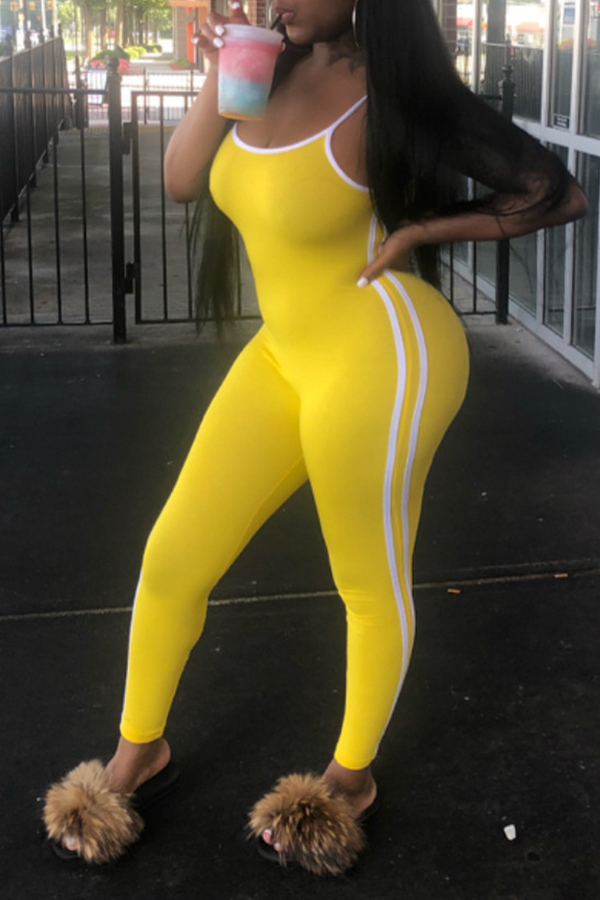 Lovely Euramerican Patchwork Skinny Yellow Twilled Satin One-piece Jumpsuit
Lovely Euramerican Patchwork Skinny Yellow Twilled Satin One-piece Jumpsuit