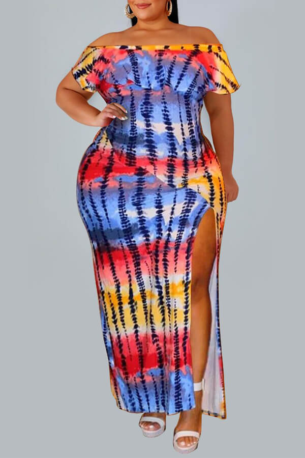 Lovely Casual Off The Shoulder Printed Side Split Multicolor Ankle Length Plus Size Dress, Multi
Lovely Casual Off The Shoulder Printed Side Split Multicolor Ankle Length Plus Size Dress, Multi