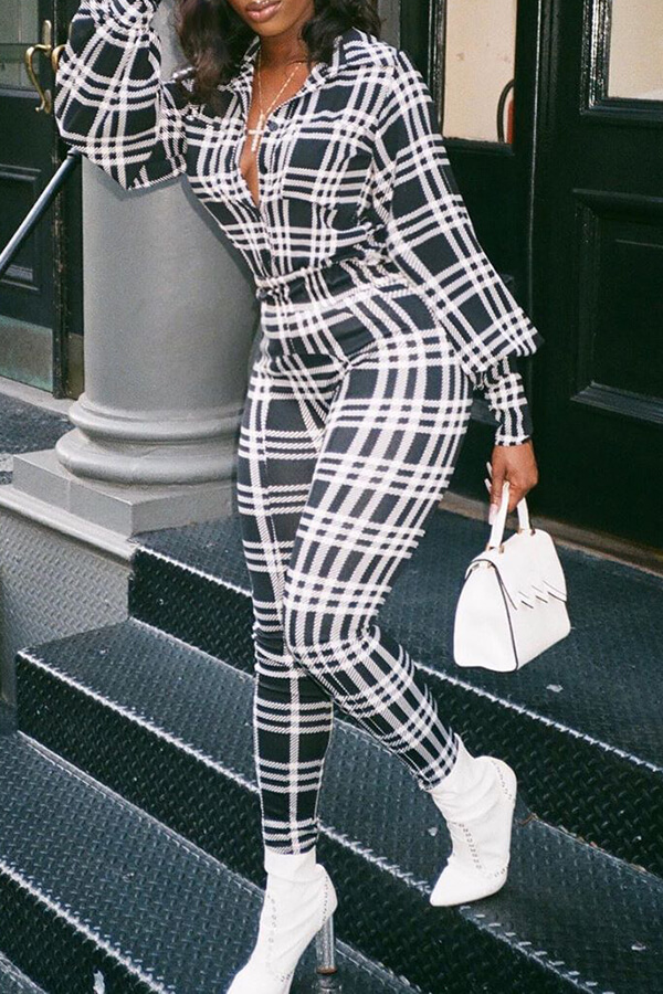 Lovely Casual Plaid Printed Black And White One-piece Jumpsuit, Black & white tartan
Lovely Casual Plaid Printed Black And White One-piece Jumpsuit, Black & white tartan