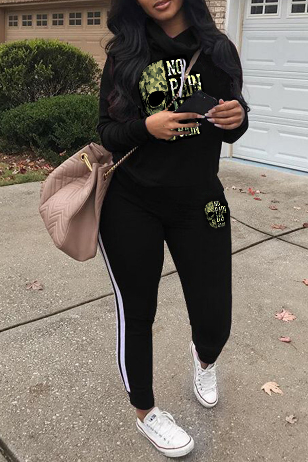 Lovely Casual Hooded Collar Letter Printed Army Green Two-piece Pants Set, Black
Lovely Casual Hooded Collar Letter Printed Army Green Two-piece Pants Set, Black
