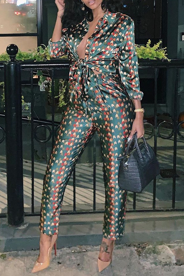 Lovely Casual Turndown Collar Printed Multicolor Two-piece Pants Set, Multi
Lovely Casual Turndown Collar Printed Multicolor Two-piece Pants Set, Multi