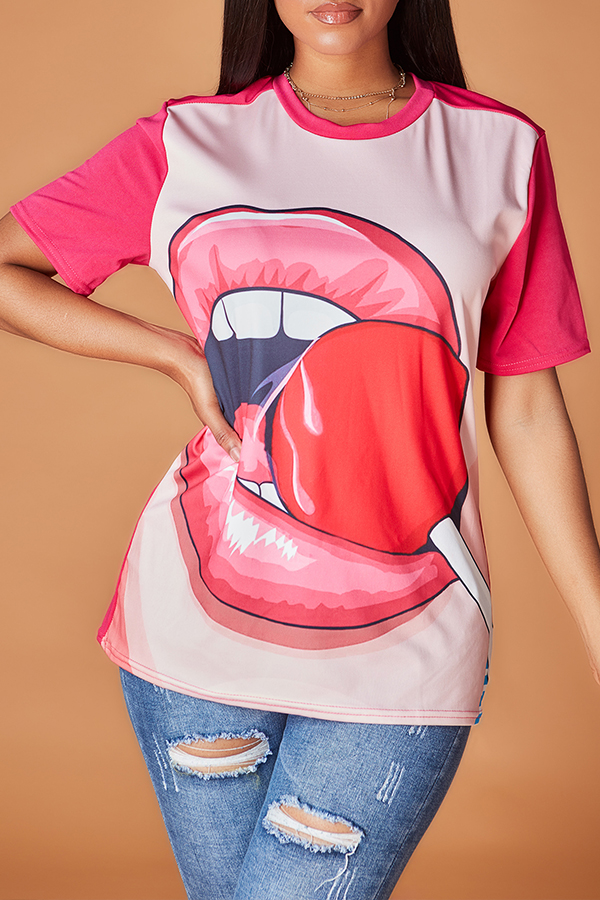 Lovely Casual Lip Print Rose Red T-shirt
Lovely Casual Lip Print Rose Red T-shirt