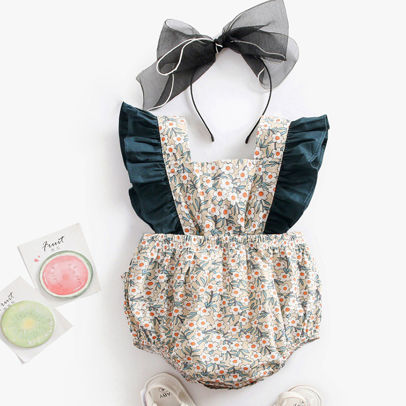 Lovely Sweet Floral Print Blackish Green Girl One-piece Romper, Black green
Lovely Sweet Floral Print Blackish Green Girl One-piece Romper, Black green