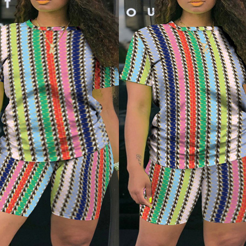 Lovely Casual Striped Multicolor Plus Size Two-piece Shorts Set, Multicolor mstn
Lovely Casual Striped Multicolor Plus Size Two-piece Shorts Set, Multicolor mstn
