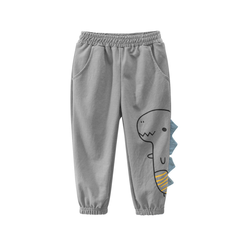 Lovely Leisure Cartoon Print Grey Boy Pants