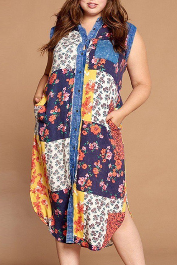 lovely Casual Color-lump Patchwork Multicolor Mid Calf Plus Size Dress, Multi
lovely Casual Color-lump Patchwork Multicolor Mid Calf Plus Size Dress, Multi