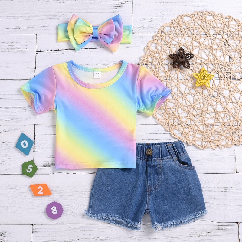 lovely Leisure O Neck Tie-dye Multicolor Girl Two-piece Shorts Set, Multi
lovely Leisure O Neck Tie-dye Multicolor Girl Two-piece Shorts Set, Multi