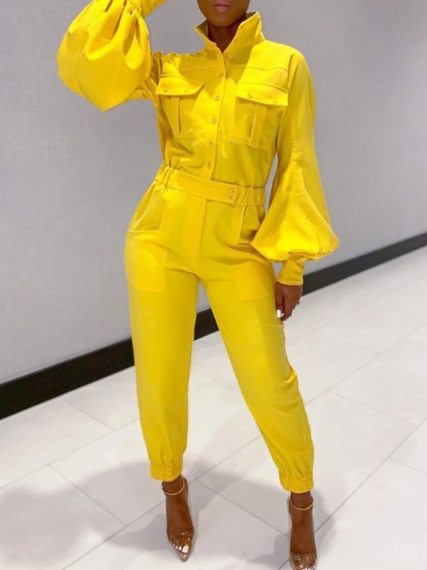 lovely Stylish Puffed Sleeves Buttons Design Yellow Plus Size One-piece Jumpsuit
lovely Stylish Puffed Sleeves Buttons Design Yellow Plus Size One-piece Jumpsuit
