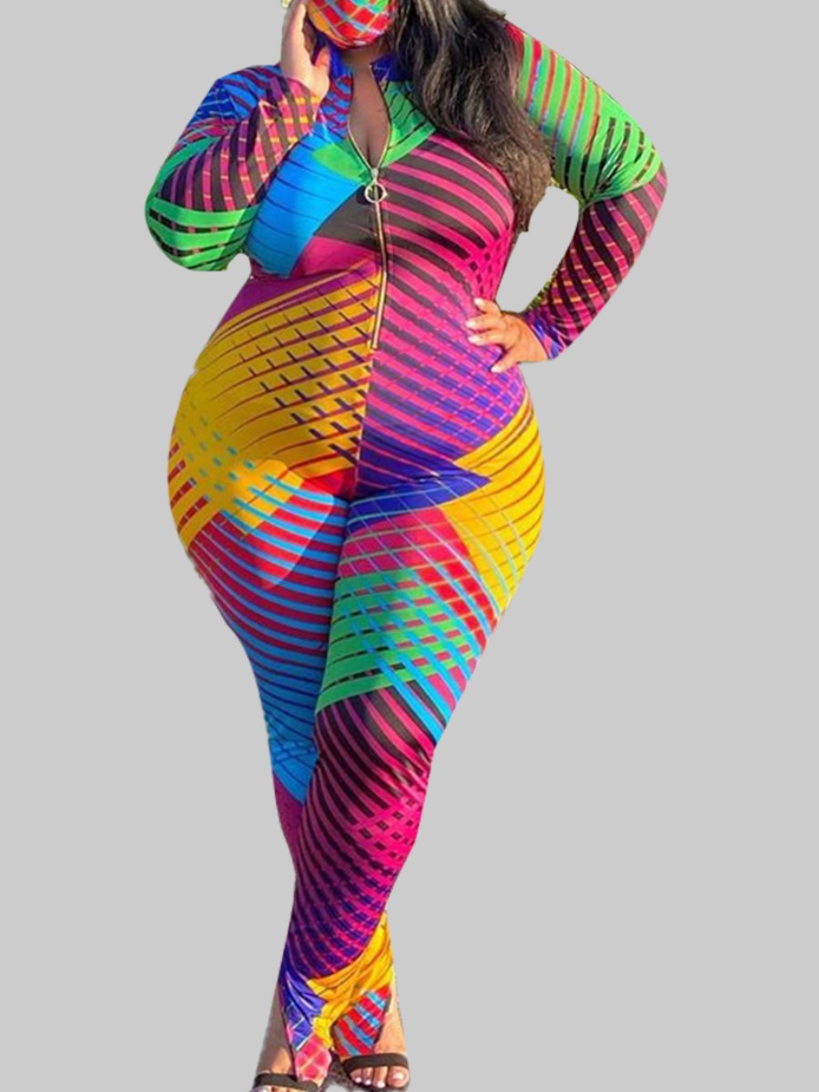 lovely Casual Print Zipper Design Multicolor Maxi Plus Size One-piece Jumpsuit, Multi
lovely Casual Print Zipper Design Multicolor Maxi Plus Size One-piece Jumpsuit, Multi