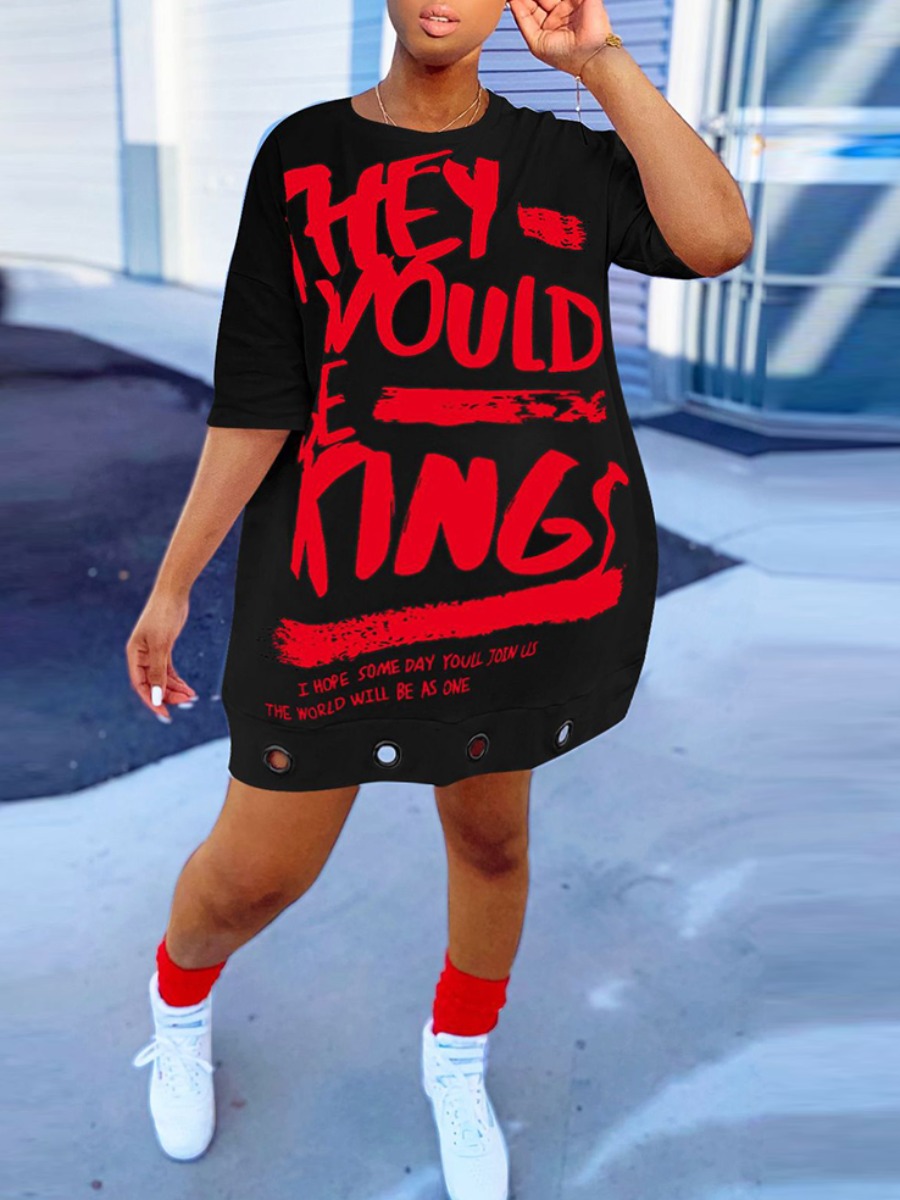 lovely Casual O Neck Letter Print Black Knee Length Plus Size T-shirt Dress
lovely Casual O Neck Letter Print Black Knee Length Plus Size T-shirt Dress