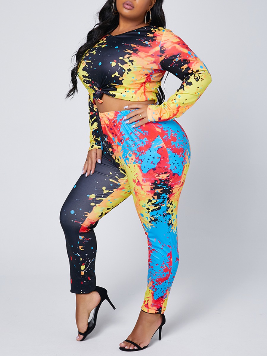 lovely Street O Neck Graffiti Print Multicolor Plus Size Two-piece Pants Set, Multi
lovely Street O Neck Graffiti Print Multicolor Plus Size Two-piece Pants Set, Multi