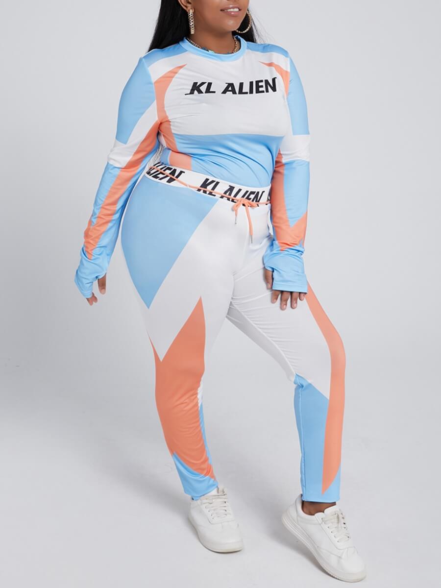 Lovely Sportswear O Neck Letter Print Patchwork Multicolor Plus Size Two-piece Pants Set, Multi
Lovely Sportswear O Neck Letter Print Patchwork Multicolor Plus Size Two-piece Pants Set, Multi