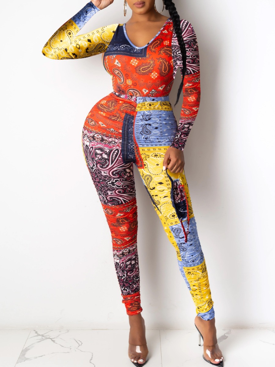 lovely Trendy V Neck Print Patchwork Multicolor Two Piece Pants Set, Multi
lovely Trendy V Neck Print Patchwork Multicolor Two Piece Pants Set, Multi