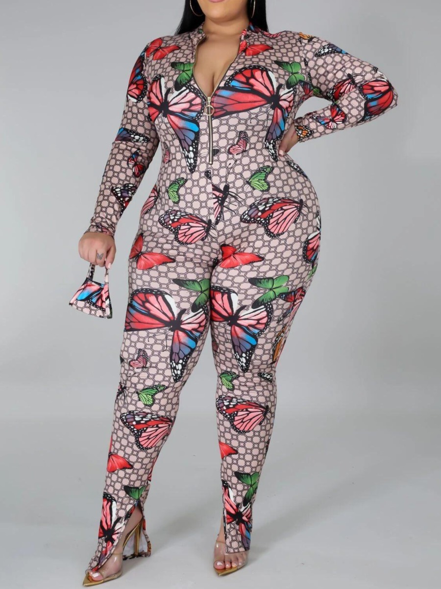 Lovely Sexy Butterfly Print Zipper Design Multicolor Plus Size One-piece Jumpsuit, Multi
Lovely Sexy Butterfly Print Zipper Design Multicolor Plus Size One-piece Jumpsuit, Multi