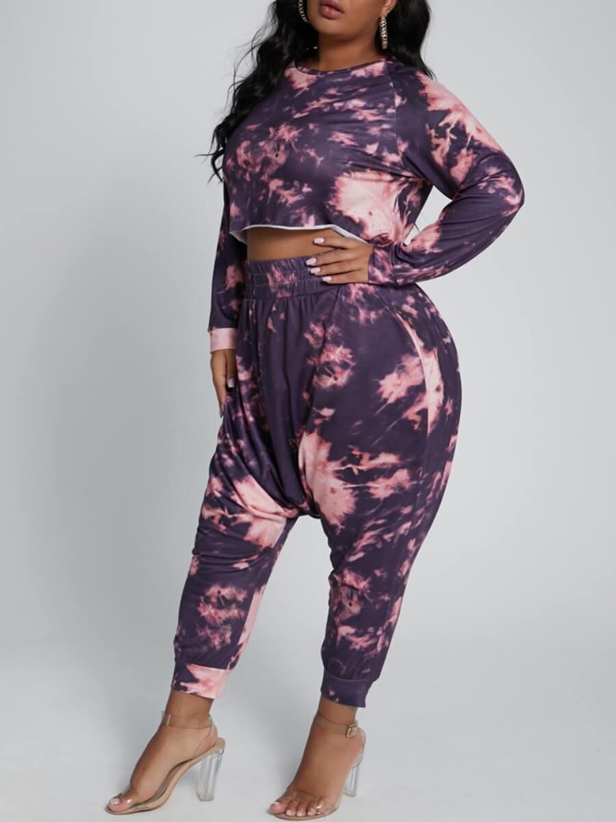 Lovely Casual O Neck Tie-dye Multicolor Plus Size Two-piece Pants Set, Multi
Lovely Casual O Neck Tie-dye Multicolor Plus Size Two-piece Pants Set, Multi