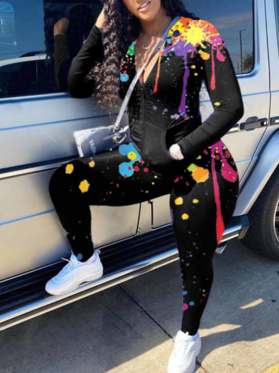 Lovely Casual Graffiti Print Zipper Design Black Plus Size Two-piece Pants Set
Lovely Casual Graffiti Print Zipper Design Black Plus Size Two-piece Pants Set