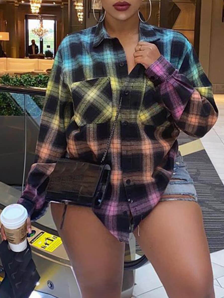 Lovely Casual Turndown Collar Grid Print Multicolor Plus Size Blouse, Multicolor lattices
Lovely Casual Turndown Collar Grid Print Multicolor Plus Size Blouse, Multicolor lattices