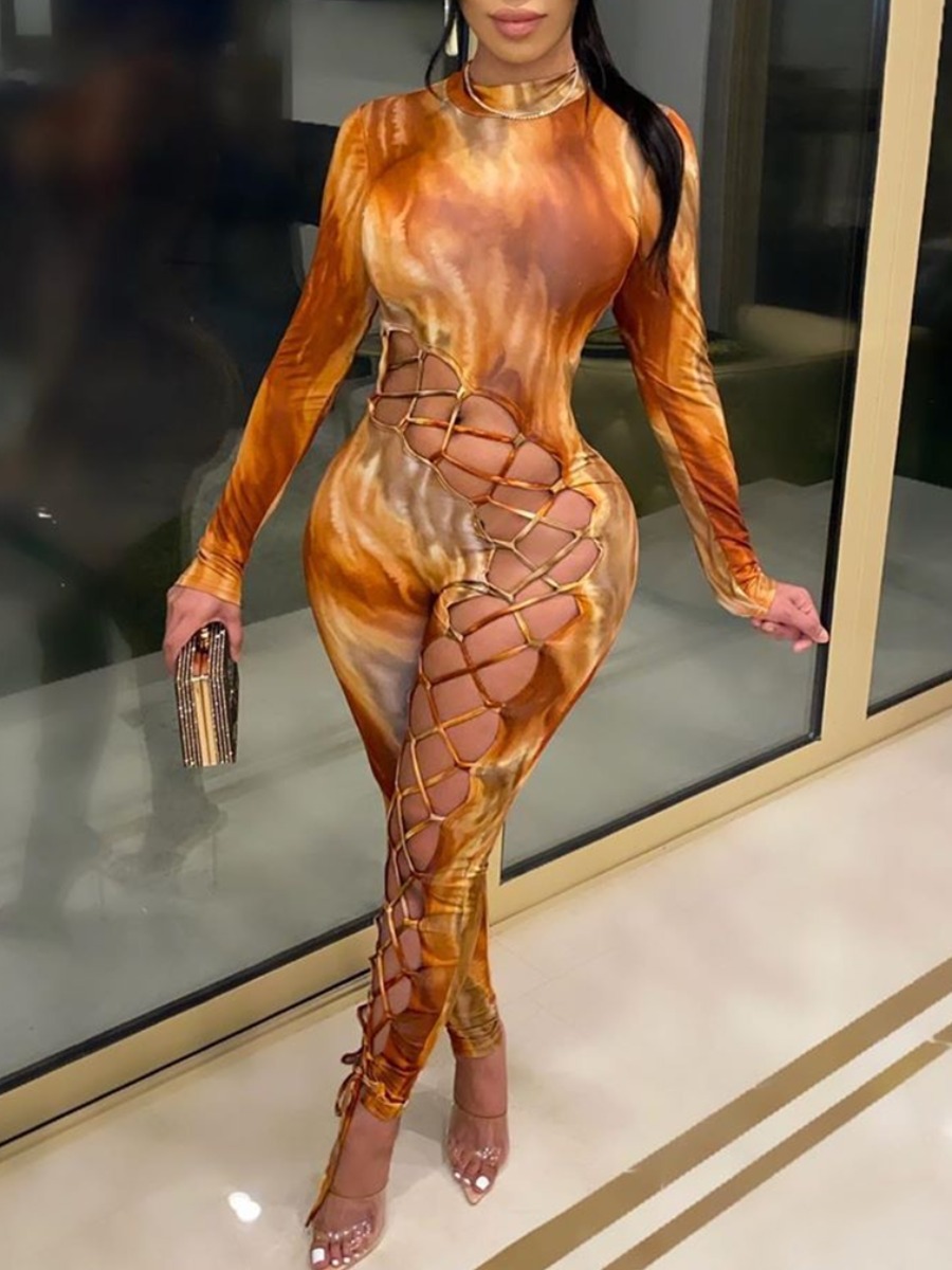 Lovely Trendy Print Bandage Design Caramel Color One-piece Jumpsuit(Batch Print
Lovely Trendy Print Bandage Design Caramel Color One-piece Jumpsuit(Batch Print