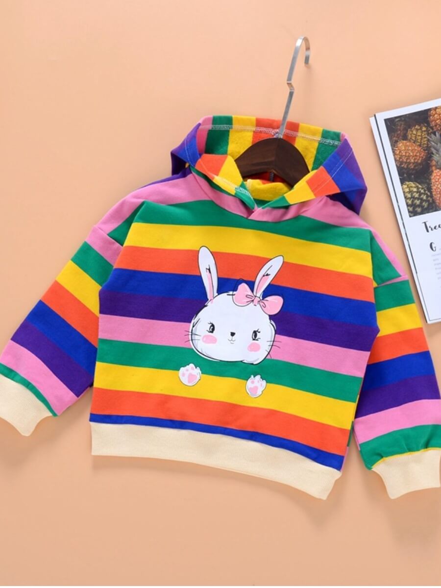 Lovely Casual Hooded Collar Rainbow Striped Multicolor Girl Hoodie, Multicolor mstn
Lovely Casual Hooded Collar Rainbow Striped Multicolor Girl Hoodie, Multicolor mstn