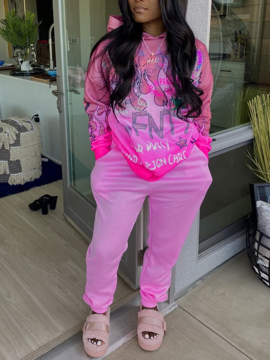 Lovely Casual Hooded Collar Long Sleeve Graffiti Element Pink Two Piece Pants Set
Lovely Casual Hooded Collar Long Sleeve Graffiti Element Pink Two Piece Pants Set