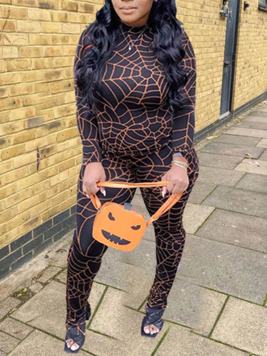 Lovely Casual Half A Turtleneck Long Sleeve Full Print Black Two Piece Pants Set
Lovely Casual Half A Turtleneck Long Sleeve Full Print Black Two Piece Pants Set