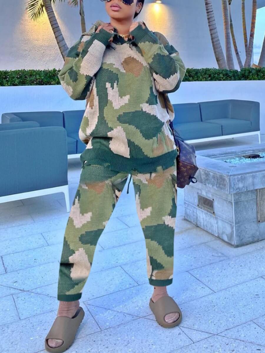 Lovely Street Hooded Collar Camo Print Green Two Piece Pants Set, Army green camouflag
Lovely Street Hooded Collar Camo Print Green Two Piece Pants Set, Army green camouflag