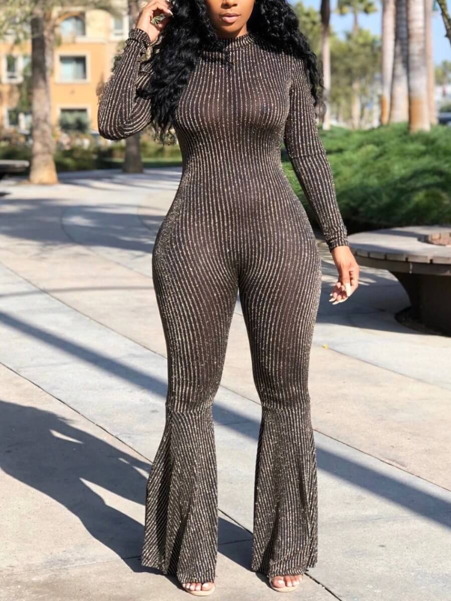 Lovely Party Half A Turtleneck See-through Flare Hem Black One-piece Jumpsuit
Lovely Party Half A Turtleneck See-through Flare Hem Black One-piece Jumpsuit