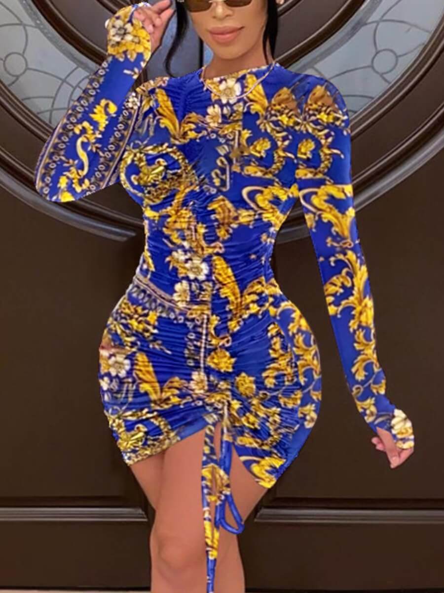 Lovely Party Print Drawstring Design Blue Mini A Line Plus Size Dress
Lovely Party Print Drawstring Design Blue Mini A Line Plus Size Dress