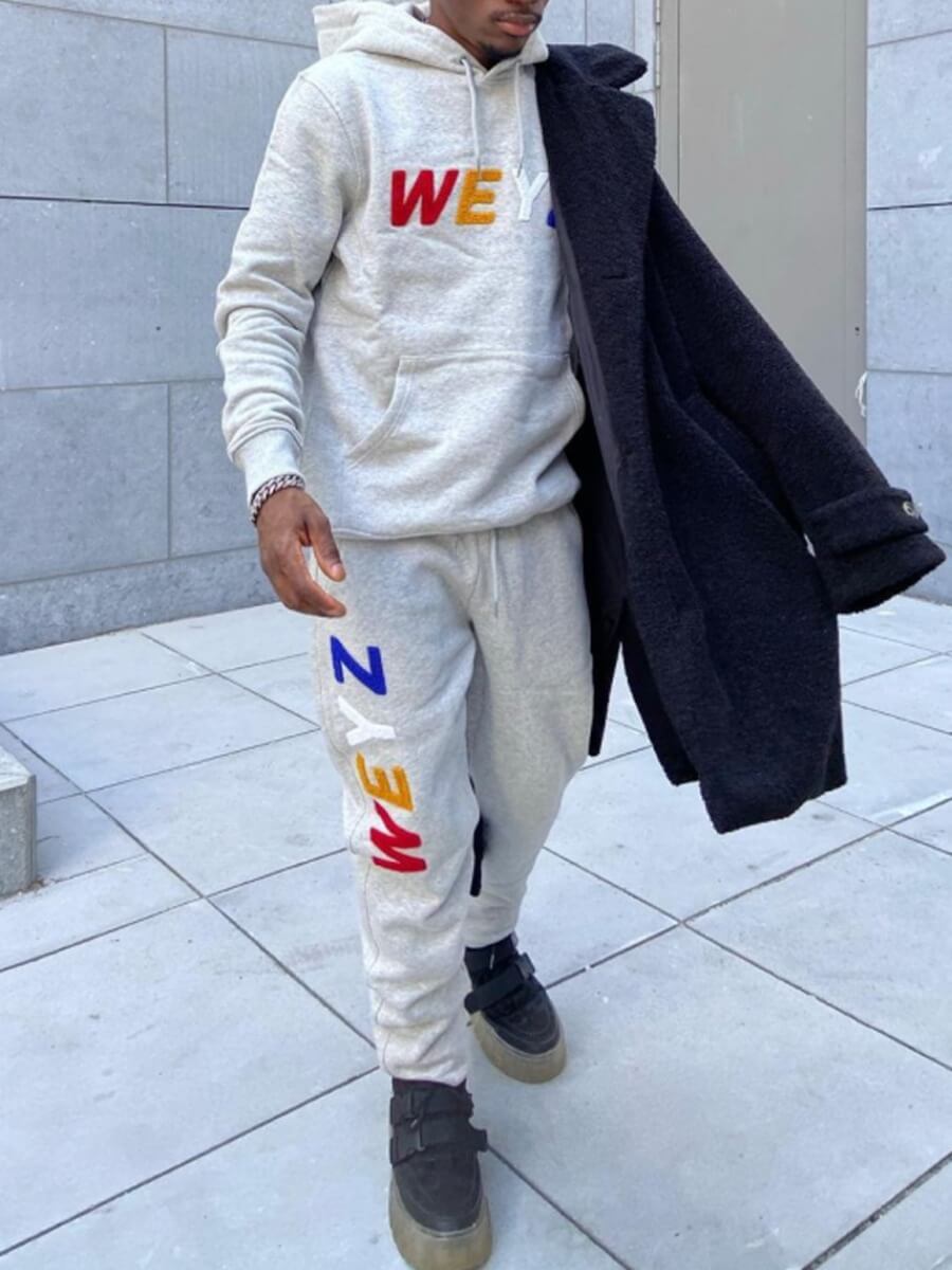 Lovely Casual Hooded Collar Letter Print Light Grey Men Two-piece Pants Set
Lovely Casual Hooded Collar Letter Print Light Grey Men Two-piece Pants Set