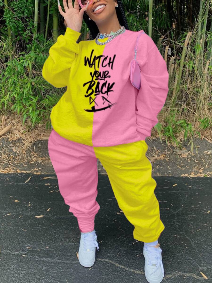 Lovely Casual O Neck Letter Print Patchwork Yellow Plus Size Two-piece Pants Set
Lovely Casual O Neck Letter Print Patchwork Yellow Plus Size Two-piece Pants Set