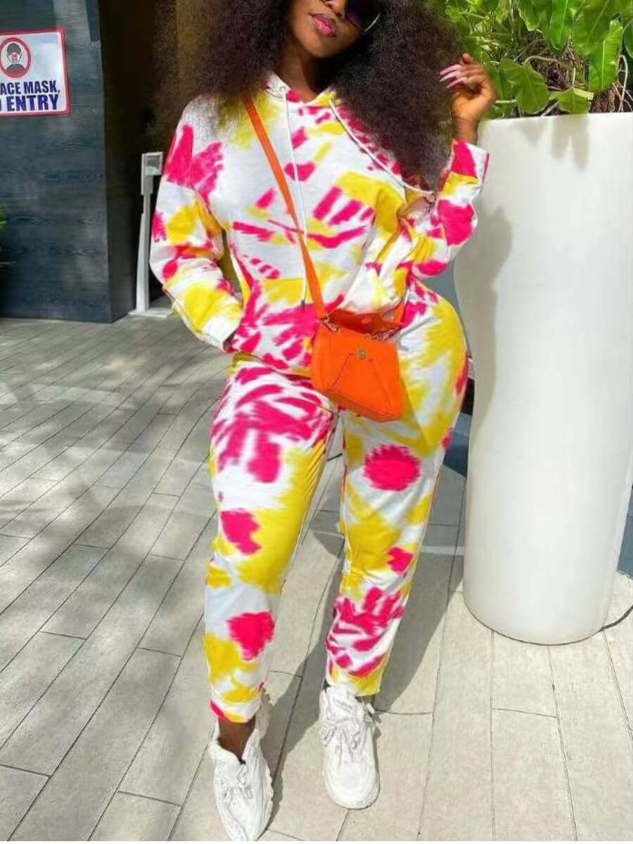 Lovely Casual Hooded Collar Tie Dye Print Multicolor Two Piece Pants Set, Multi
Lovely Casual Hooded Collar Tie Dye Print Multicolor Two Piece Pants Set, Multi