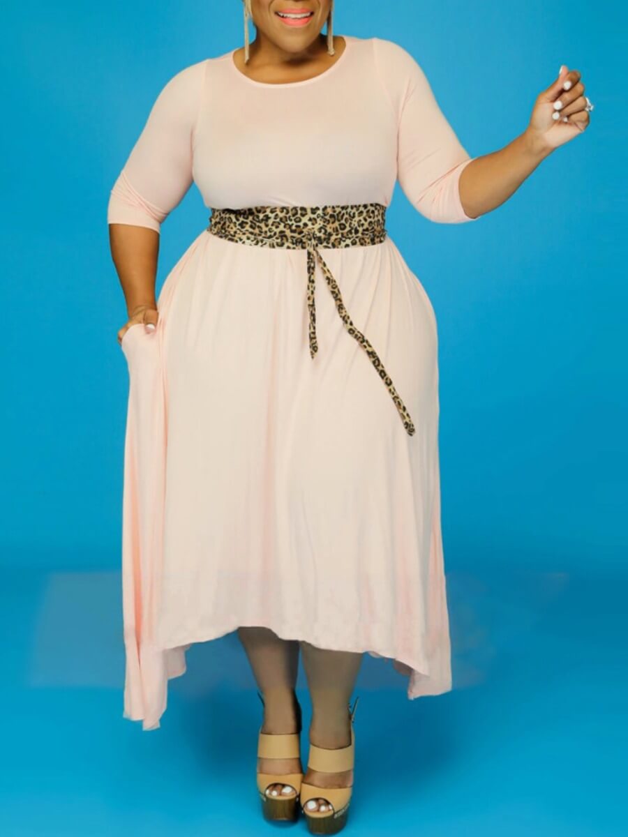 Lovely Casual Pocket Design Loose Pink Ankle Length A Line Plus Size Dress(Without Belt
Lovely Casual Pocket Design Loose Pink Ankle Length A Line Plus Size Dress(Without Belt