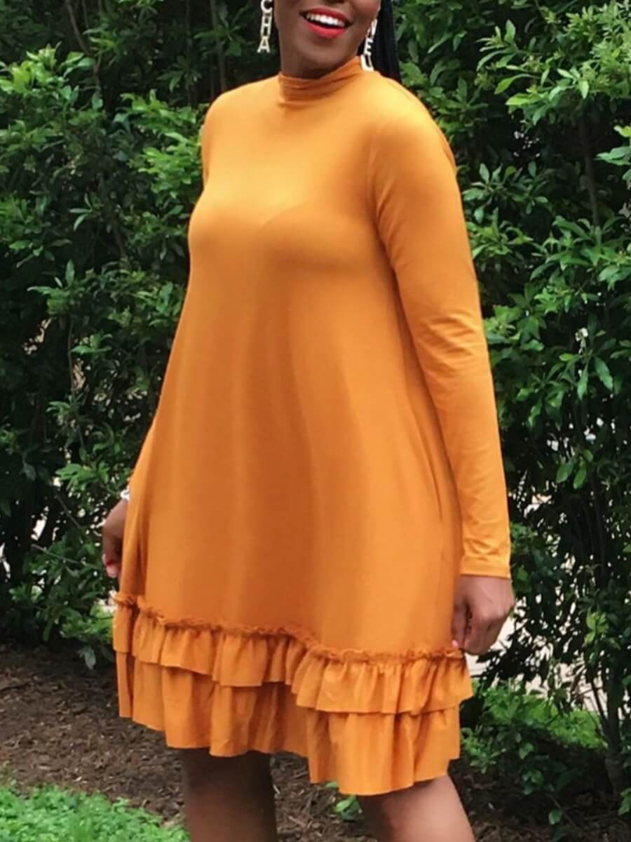 Lovely Casual Layered Cascading Flounce Design Yellow Knee Length Plus Size Dress
Lovely Casual Layered Cascading Flounce Design Yellow Knee Length Plus Size Dress