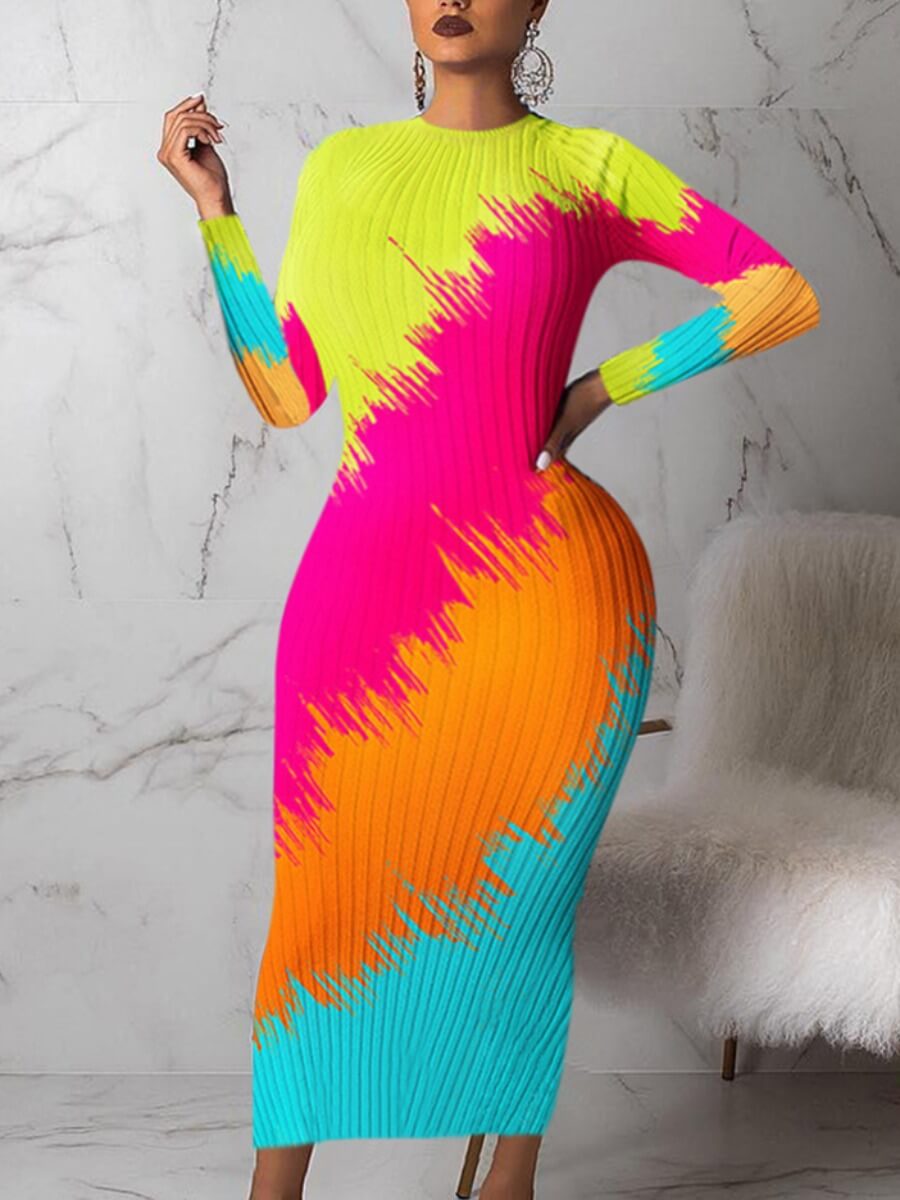 Lovely Stylish O Neck Tie-dye Multicolor Ankle Length Plus Size Dress, Multi
Lovely Stylish O Neck Tie-dye Multicolor Ankle Length Plus Size Dress, Multi