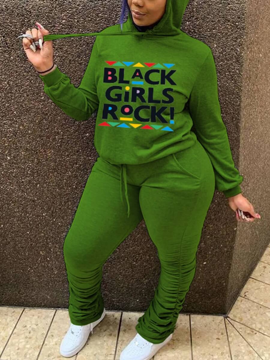 Lovely Casual Hooded Collar Letter Print Green Plus Size Two-piece Pants Set
Lovely Casual Hooded Collar Letter Print Green Plus Size Two-piece Pants Set