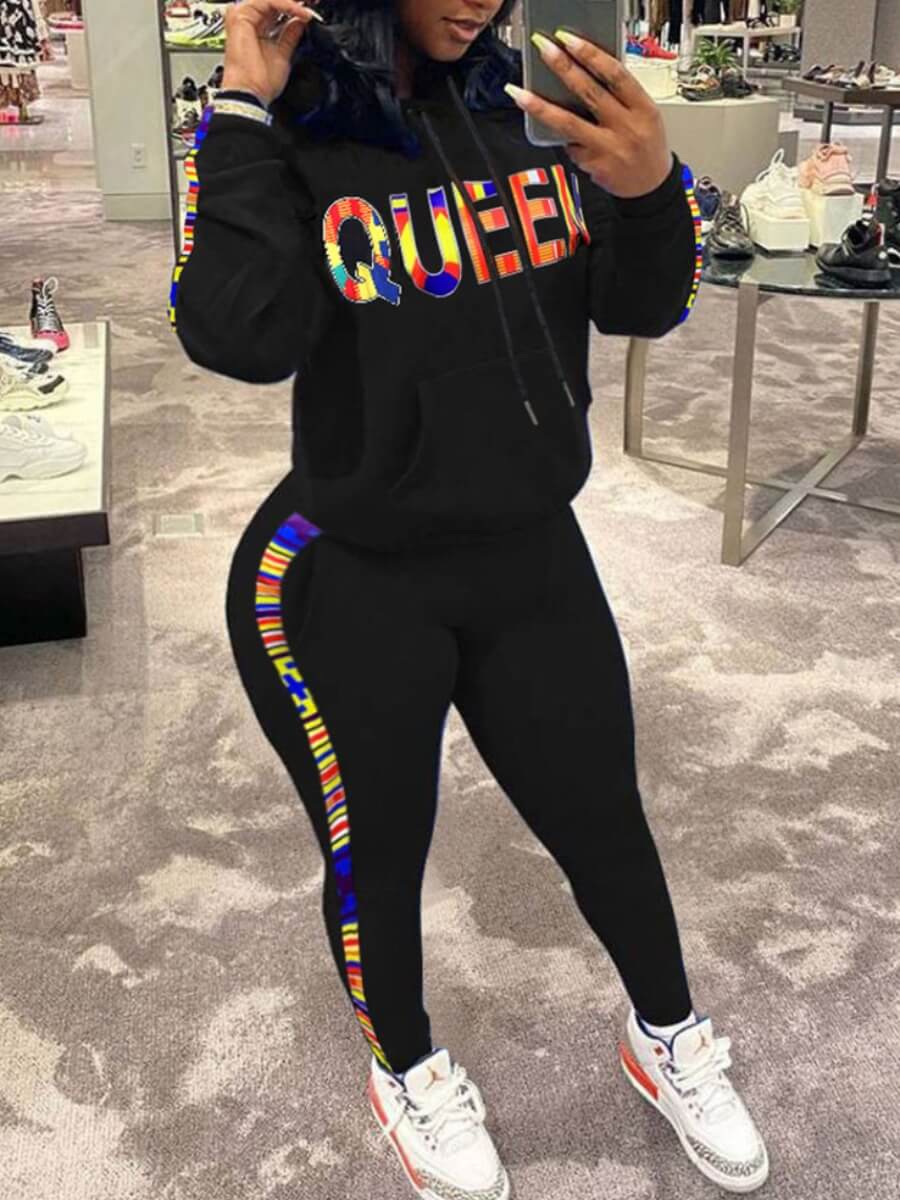 LW Plus Size Sportswear Letter Print Striped Patchwork Black Two-piece Pants Set
LW Plus Size Sportswear Letter Print Striped Patchwork Black Two-piece Pants Set