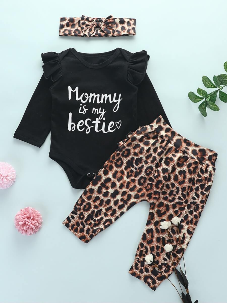 Lovely Sweet Leopard Letter Print Flounce Design Black Girl Two Piece Pants Set
Lovely Sweet Leopard Letter Print Flounce Design Black Girl Two Piece Pants Set