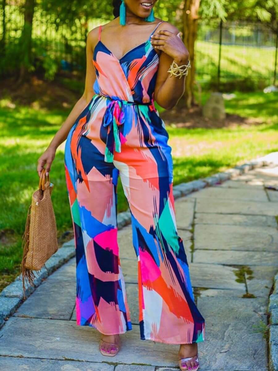 Lovely Casual V Neck Bandage Design Graffiti Print Multicolor One-piece Jumpsuit, Multi
Lovely Casual V Neck Bandage Design Graffiti Print Multicolor One-piece Jumpsuit, Multi