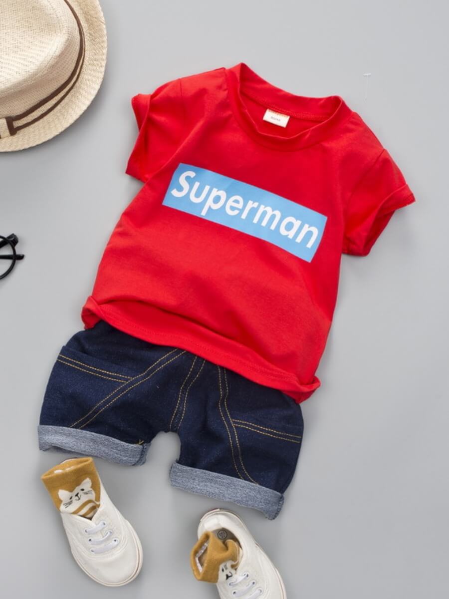 Lovely Casual O Neck Letter Print Drawstring Red Boy Two Piece Shorts Set
Lovely Casual O Neck Letter Print Drawstring Red Boy Two Piece Shorts Set