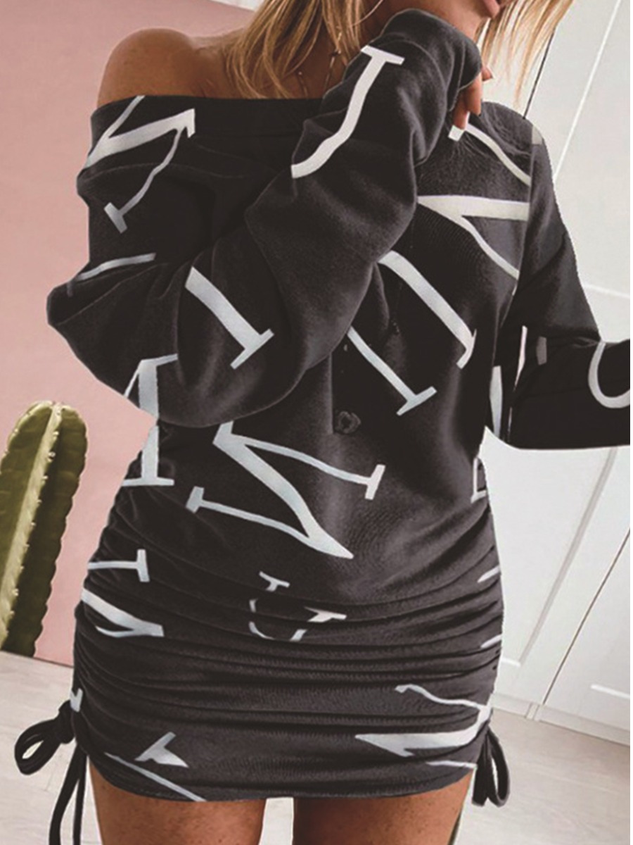Lovely Street Letter Print Ruched Drawstring Black Mini Plus Size Dress
Lovely Street Letter Print Ruched Drawstring Black Mini Plus Size Dress