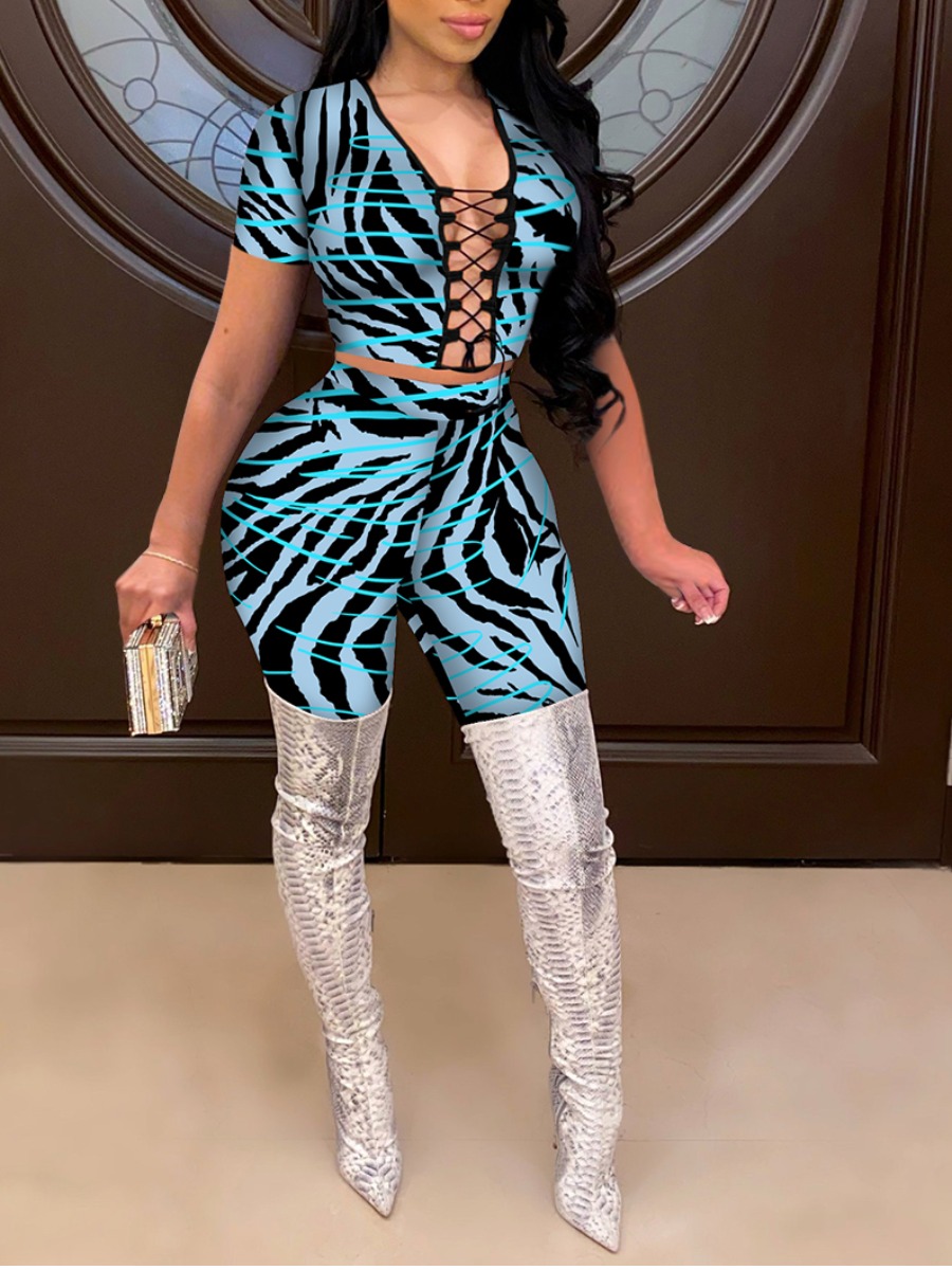 Lovely Sexy Animal Print Bandage Hollow-out Design Baby Blue Two Piece Pants Set
Lovely Sexy Animal Print Bandage Hollow-out Design Baby Blue Two Piece Pants Set