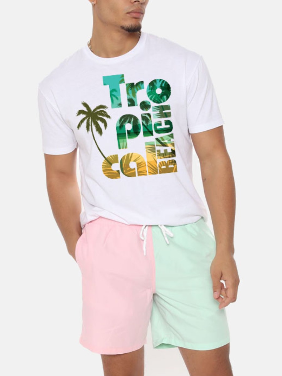 Lovely Men Boho Color-lump Letter Print Drawstring White Two Piece Shorts Set
Lovely Men Boho Color-lump Letter Print Drawstring White Two Piece Shorts Set