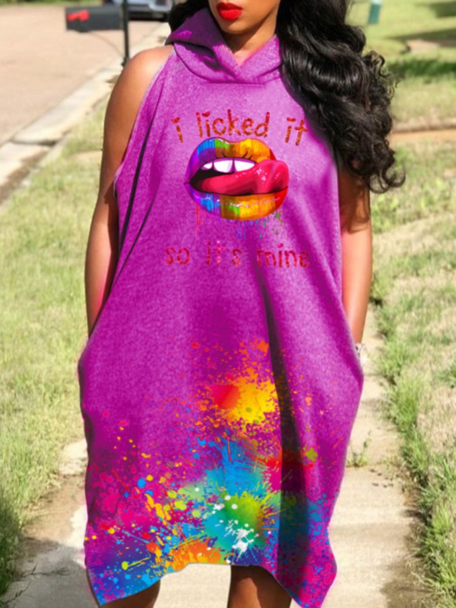 Lovely Plus Size Street Hooded Collar Splash Ink Print Purple Knee Length Dress
Lovely Plus Size Street Hooded Collar Splash Ink Print Purple Knee Length Dress