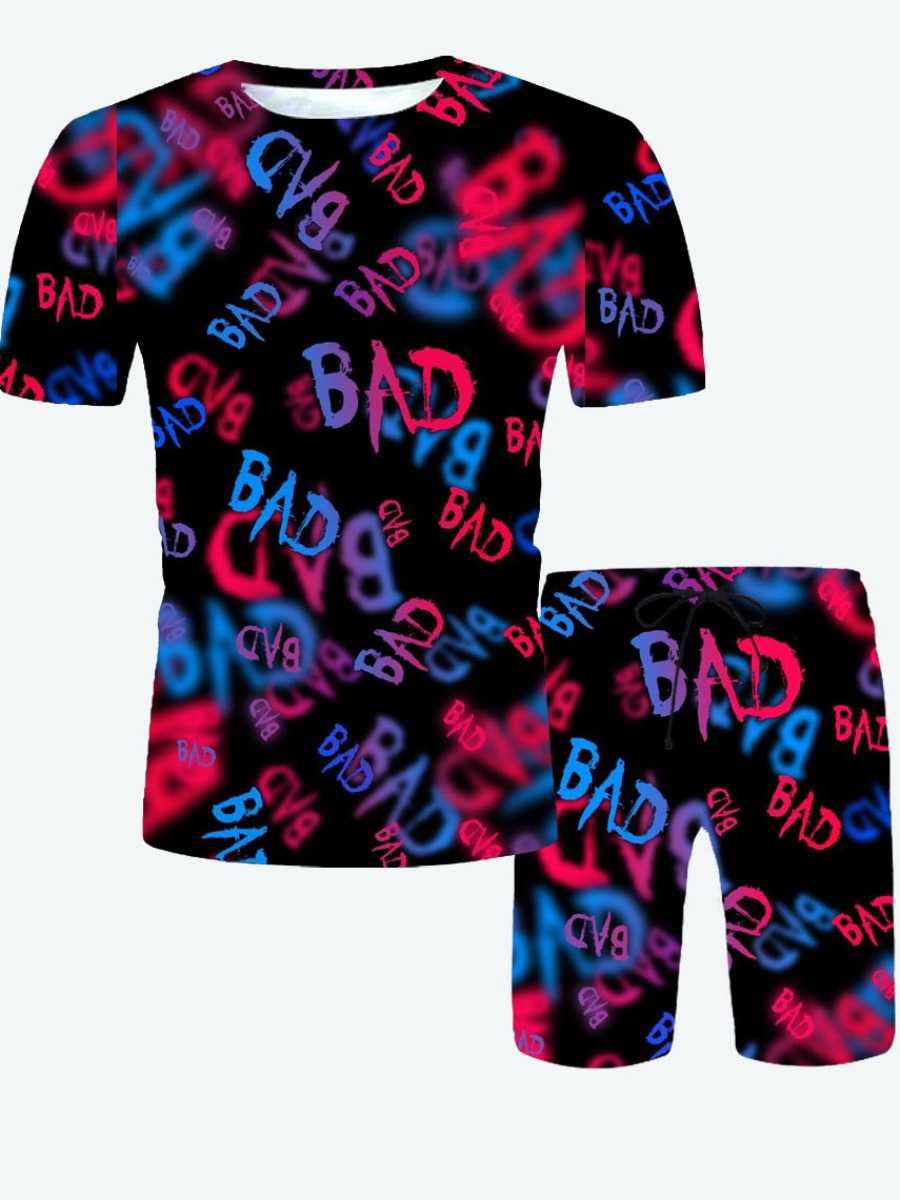 Lovely Men Casual O Neck Letter Print Multicolor Two Piece Shorts Set, Multi
Lovely Men Casual O Neck Letter Print Multicolor Two Piece Shorts Set, Multi