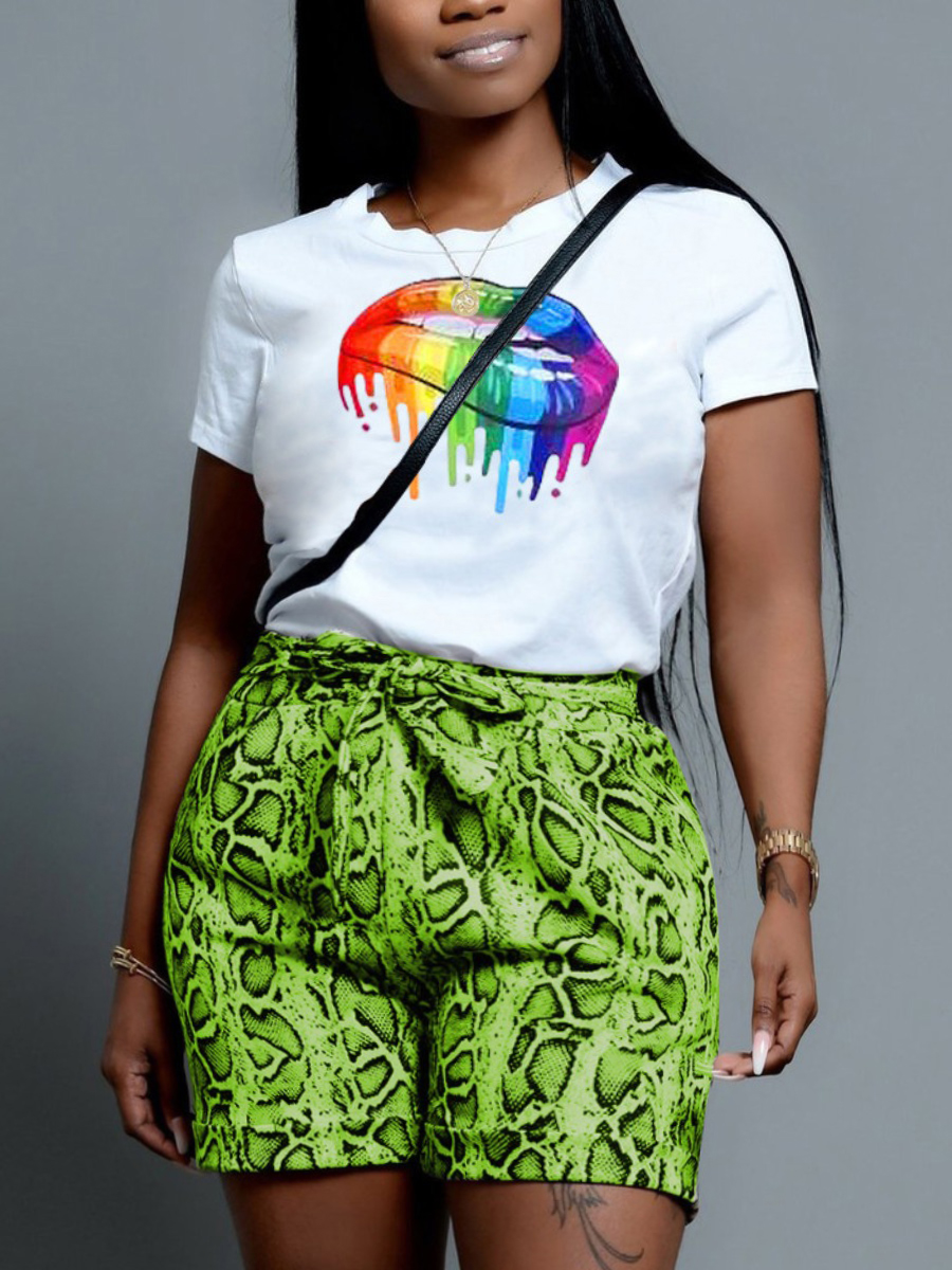 Lovely Street Lip Print Bandage Design Green Plus Size Two-piece Shorts Set
Lovely Street Lip Print Bandage Design Green Plus Size Two-piece Shorts Set