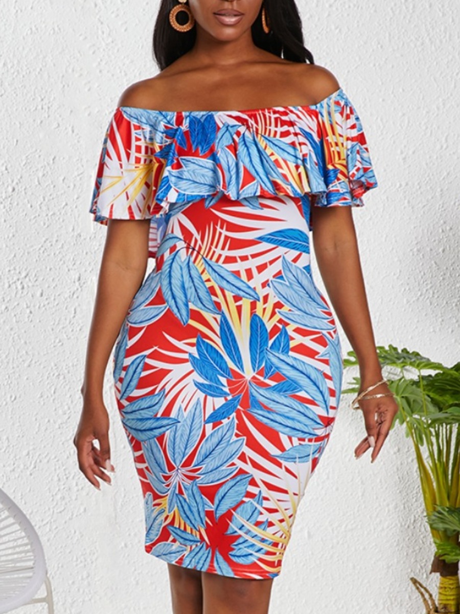 Lovely Boho Off The Shoulder Floral Print Multicolor Knee Length Dress, Multi
Lovely Boho Off The Shoulder Floral Print Multicolor Knee Length Dress, Multi