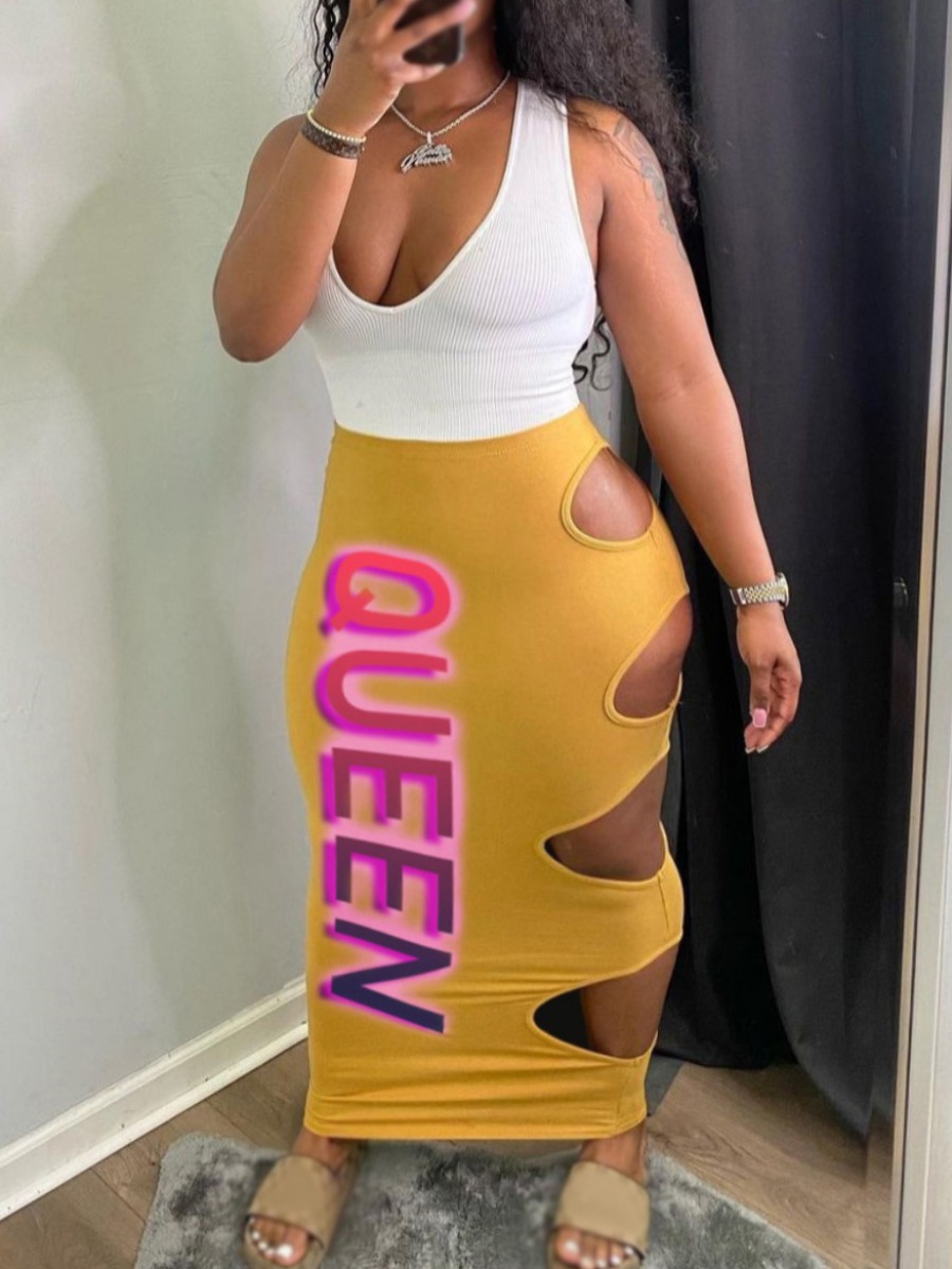 Lovely Plus Size Street U Neck Letter Print Hollow-out Yellow Two-piece Skirt Set
Lovely Plus Size Street U Neck Letter Print Hollow-out Yellow Two-piece Skirt Set
